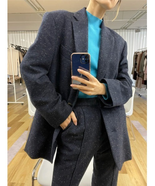 THROW by SLY(スローバイスライ)の「THROW NEP TWEED C/P FLARE PT センタープレスフレア パンツ(スラックス・レディース・ネイビー系/グレー系その他2・0/1)」の17枚目の写真