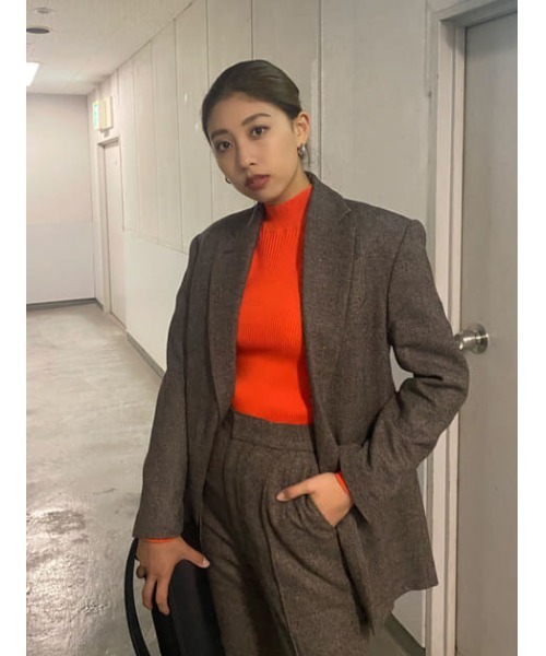 THROW by SLY(スローバイスライ)の「THROW NEP TWEED C/P FLARE PT センタープレスフレア パンツ(スラックス・レディース・ネイビー系/グレー系その他2・0/1)」の18枚目の写真