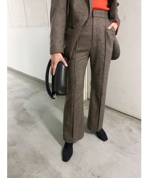 THROW by SLY(スローバイスライ)の「THROW NEP TWEED C/P FLARE PT センタープレスフレア パンツ(スラックス・レディース・ネイビー系/グレー系その他2・0/1)」の20枚目の写真
