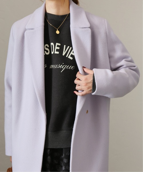 ELIN◇チェスターコート/36/ウール/パープル/12205-33-3005/STUDIOUS