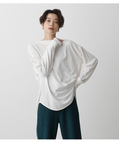BACK BUTTON LONG T/バックボタンロングT（Tシャツ/カットソー