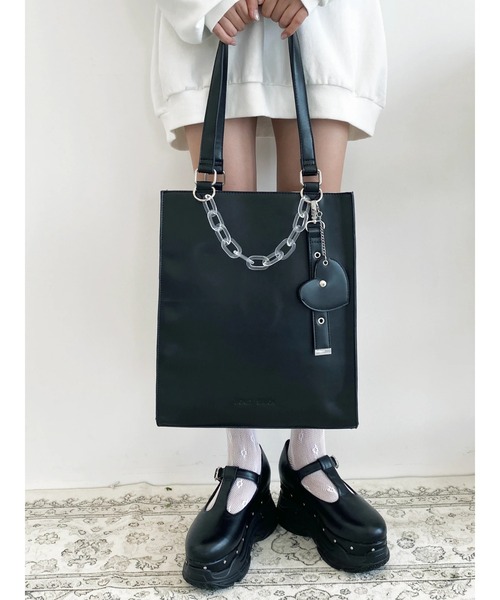 Honey Salon(ハニーサロン)の「チェーンスクエアトート(トートバッグ・レディース・ライトベージュ/ブラック・FREE)」の9枚目の写真