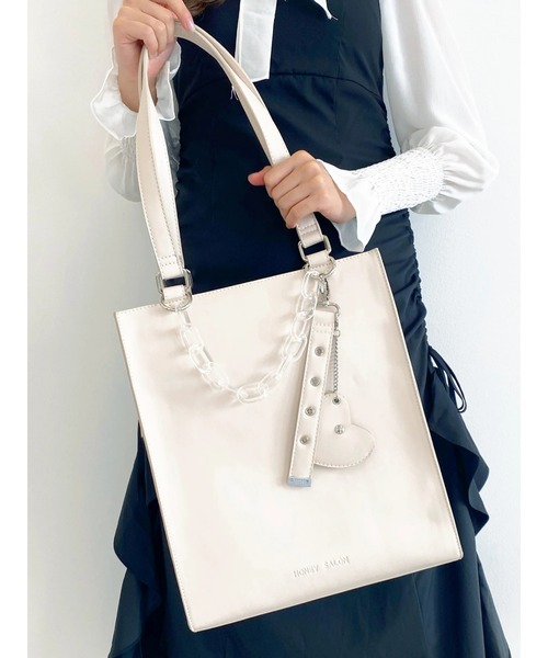 Honey Salon(ハニーサロン)の「チェーンスクエアトート(トートバッグ・レディース・ライトベージュ/ブラック・FREE)」の10枚目の写真