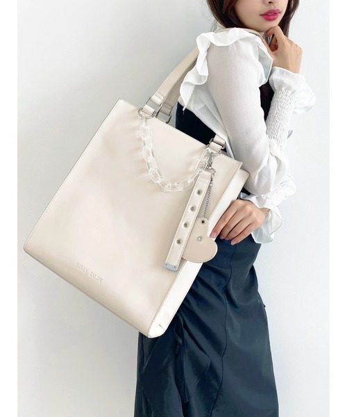 Honey Salon(ハニーサロン)の「チェーンスクエアトート(トートバッグ・レディース・ライトベージュ/ブラック・FREE)」の8枚目の写真