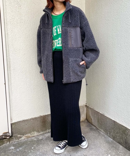 CIAOPANIC TYPY（チャオパニックティピー）の「【OSORO】パイピングボアジャケット（その他アウター・レディース・キャメル/アイボリー/チャコールグレー・ONE SIZE）」の6枚目の写真