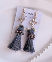 【RosraiE】ビジュー パール タッセル ロング イヤリング(MA)