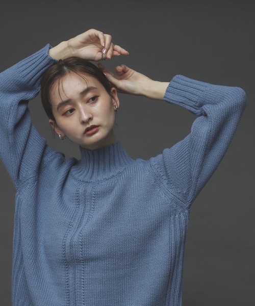 SENSE OF PLACE by URBAN RESEARCH（センスオブプレイスバイアーバンリサーチ）の「センターデザインハイネックセーター（ニット/セーター・レディース・ブラック/アイボリー/ブルー/ライトピンク/グリーン/ピンク/ミント・ONE）」の5枚目の写真