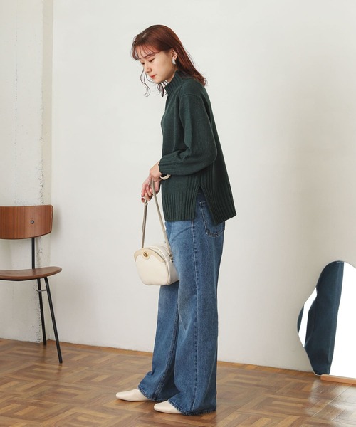 SENSE OF PLACE by URBAN RESEARCH（センスオブプレイスバイアーバンリサーチ）の「センターデザインハイネックセーター（ニット/セーター・レディース・ブラック/アイボリー/ブルー/ライトピンク/グリーン/ピンク/ミント・ONE）」の12枚目の写真