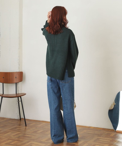 SENSE OF PLACE by URBAN RESEARCH（センスオブプレイスバイアーバンリサーチ）の「センターデザインハイネックセーター（ニット/セーター・レディース・ブラック/アイボリー/ブルー/ライトピンク/グリーン/ピンク/ミント・ONE）」の13枚目の写真