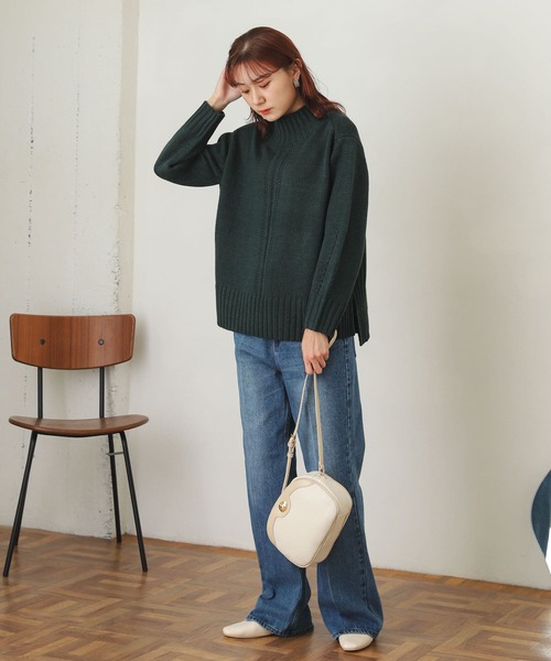 SENSE OF PLACE by URBAN RESEARCH（センスオブプレイスバイアーバンリサーチ）の「センターデザインハイネックセーター（ニット/セーター・レディース・ブラック/アイボリー/ブルー/ライトピンク/グリーン/ピンク/ミント・ONE）」の15枚目の写真