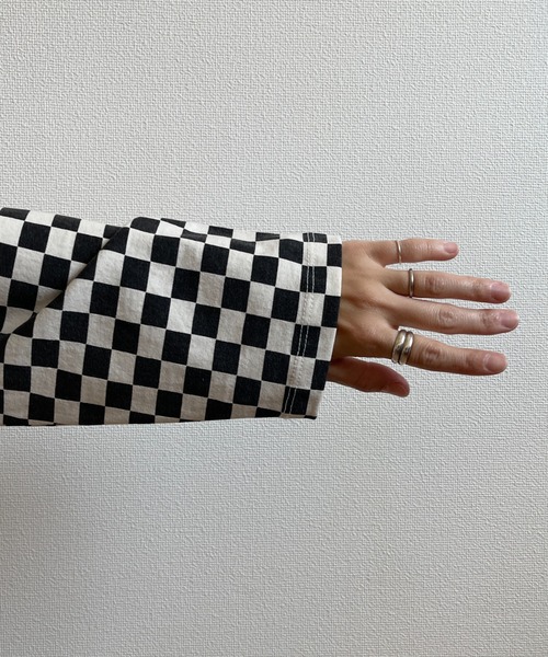 wee9s（ウィークス）の「over size block check long sleeve tee /  オーバーサイズチェッカーロンティー（Tシャツ/カットソー・レディース・ブラック/ライム・FREE）」の13枚目の写真