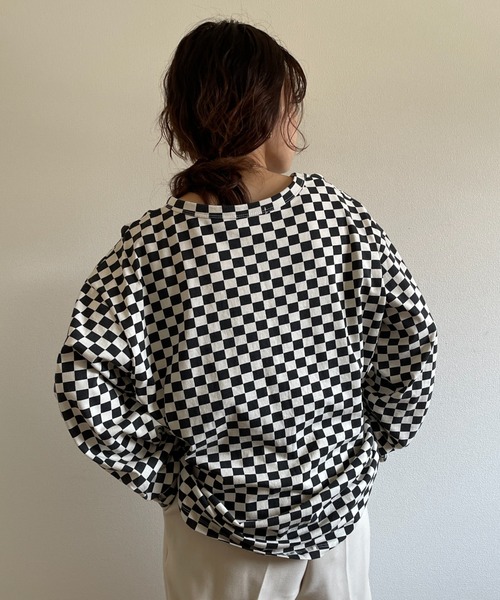 wee9s（ウィークス）の「over size block check long sleeve tee /  オーバーサイズチェッカーロンティー（Tシャツ/カットソー・レディース・ブラック/ライム・FREE）」の20枚目の写真