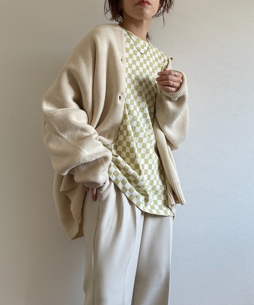 wee9s（ウィークス）の「over size block check long sleeve tee /  オーバーサイズチェッカーロンティー（Tシャツ/カットソー・レディース・ブラック/ライム・FREE）」の22枚目の写真