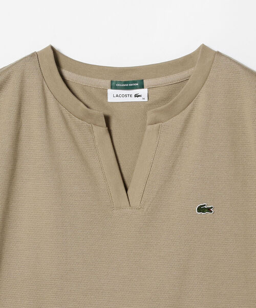 LACOSTE✖️BEAMS 半袖ワンピース　茶色　サイズ36 美品 ラコステ ビームス 半袖 ワンピース ポロシャツ LACOSTE