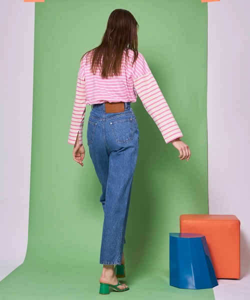 MAISON SPECIAL（メゾンスペシャル）の「マルチボーダービッグロングTシャツ【MAISON SPECIAL/メゾンスペシャル】（Tシャツ/カットソー・レディース・ブラック/ピンク/オレンジ/ブルー・FREE）」の11枚目の写真