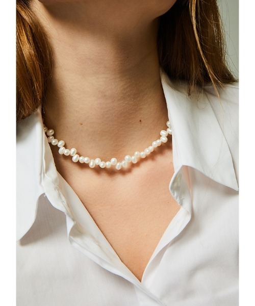 VINTAGE HOLLYWOOD】DIAGONAL LINE PEARL NECKLACE