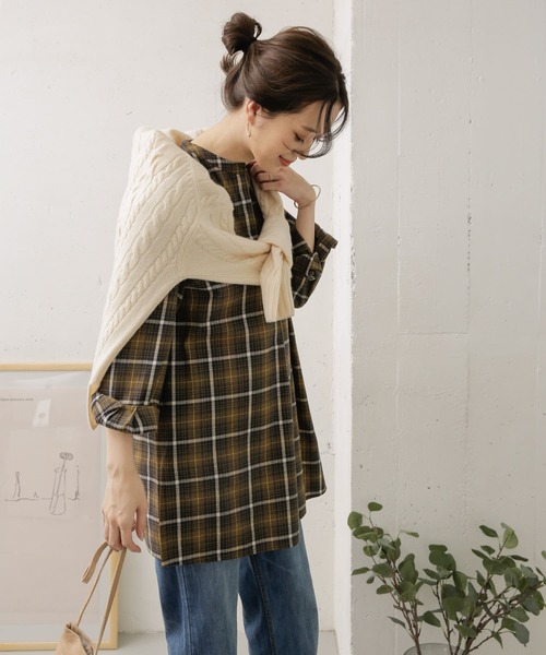 URBAN RESEARCH DOORS(アーバンリサーチドアーズ)の「チェックスキッパーシャツ(シャツ/ブラウス・レディース・ブラウン/カーキ・ONE)」の5枚目の写真