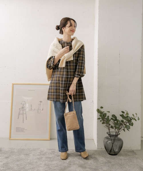 URBAN RESEARCH DOORS(アーバンリサーチドアーズ)の「チェックスキッパーシャツ(シャツ/ブラウス・レディース・ブラウン/カーキ・ONE)」の6枚目の写真
