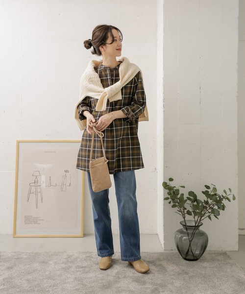 URBAN RESEARCH DOORS(アーバンリサーチドアーズ)の「チェックスキッパーシャツ(シャツ/ブラウス・レディース・ブラウン/カーキ・ONE)」の7枚目の写真