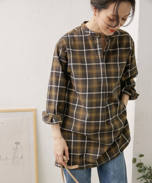 URBAN RESEARCH DOORS(アーバンリサーチドアーズ)の「チェックスキッパーシャツ(シャツ/ブラウス・レディース・ブラウン/カーキ・ONE)」の8枚目の写真