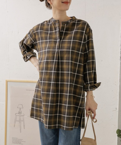 URBAN RESEARCH DOORS(アーバンリサーチドアーズ)の「チェックスキッパーシャツ(シャツ/ブラウス・レディース・ブラウン/カーキ・ONE)」の9枚目の写真