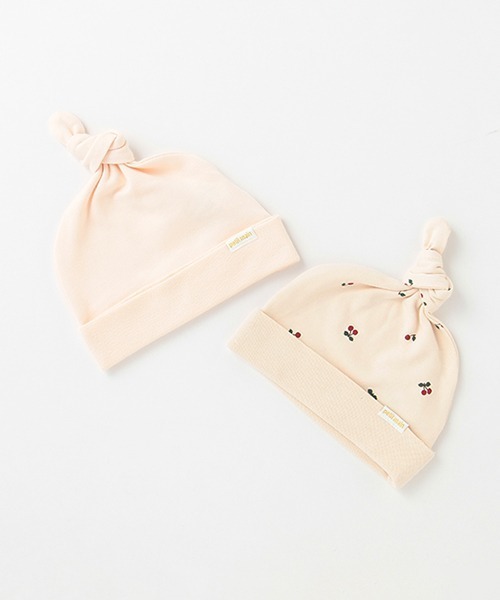 petit main(プティマイン)の「【弱酸性】2PBABYキャップ(ニットキャップ/ビーニー・キッズ・ベージュ/ライトグリーン/ブルーグレー/ライトピンク・FREE)」の4枚目の写真