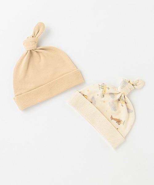 petit main(プティマイン)の「【弱酸性】2PBABYキャップ(ニットキャップ/ビーニー・キッズ・ベージュ/ライトグリーン/ブルーグレー/ライトピンク・FREE)」の7枚目の写真