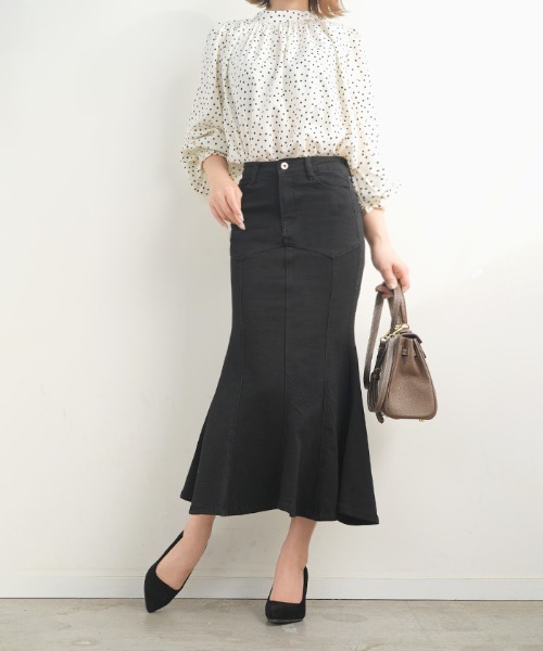 Futier land(フューティアランド)の「ストレッチデニムマーメイドスカート(デニムスカート・レディース・ブラック/インディゴブルー・MEDIUM)」の12枚目の写真