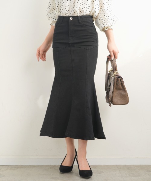 Futier land(フューティアランド)の「ストレッチデニムマーメイドスカート(デニムスカート・レディース・ブラック/インディゴブルー・MEDIUM)」の13枚目の写真