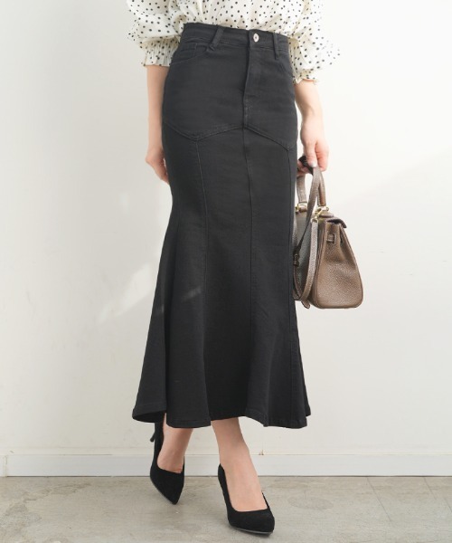 Futier land(フューティアランド)の「ストレッチデニムマーメイドスカート(デニムスカート・レディース・ブラック/インディゴブルー・MEDIUM)」の15枚目の写真