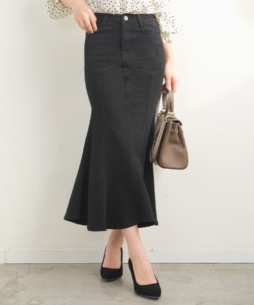 Futier land(フューティアランド)の「ストレッチデニムマーメイドスカート(デニムスカート・レディース・ブラック/インディゴブルー・MEDIUM)」の16枚目の写真