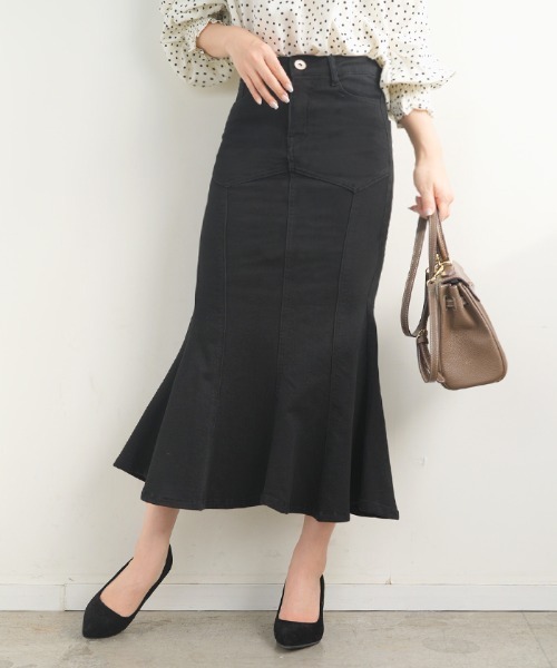 Futier land(フューティアランド)の「ストレッチデニムマーメイドスカート(デニムスカート・レディース・ブラック/インディゴブルー・MEDIUM)」の17枚目の写真