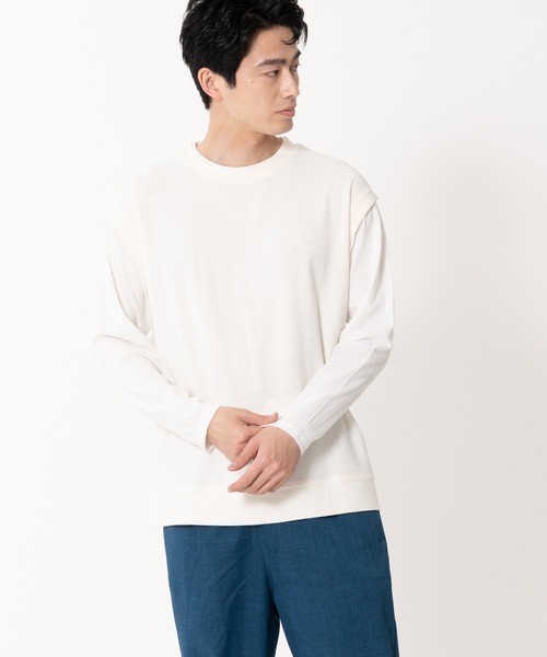 Blue Standard (ブルースタンダード)の「【BLUE STANDARD/ブルースタンダード】ブロックインレイフェイクベスト フェイクレイヤード ロンT&ベスト(Tシャツ/カットソー・メンズ・グレー/ブルー/アイボリー・MEDIUM/LARGE/X-LARGE)」の19枚目の写真