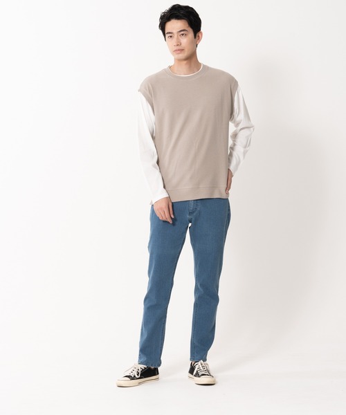 Blue Standard (ブルースタンダード)の「【BLUE STANDARD/ブルースタンダード】ブロックインレイフェイクベスト フェイクレイヤード ロンT&ベスト(Tシャツ/カットソー・メンズ・グレー/ブルー/アイボリー・MEDIUM/LARGE/X-LARGE)」の5枚目の写真