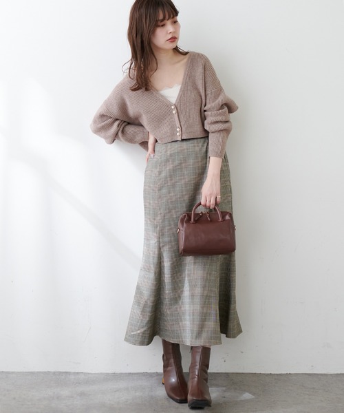 natural couture(ナチュラルクチュール)の「長さ変えられるパイピングチェックスカート(スカート・レディース・チェック・FREE)」の8枚目の写真