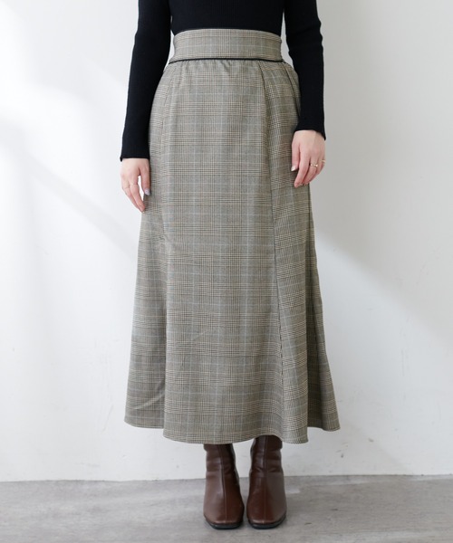 natural couture(ナチュラルクチュール)の「長さ変えられるパイピングチェックスカート(スカート・レディース・チェック・FREE)」の12枚目の写真