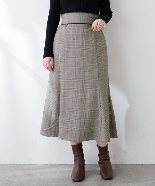 natural couture(ナチュラルクチュール)の「長さ変えられるパイピングチェックスカート(スカート・レディース・チェック・FREE)」の9枚目の写真