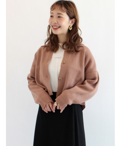 ehka sopo（エヘカソポ）の「衿付カーディガン（カーディガン/ボレロ・レディース・ブラック/オフホワイト/モカ/グリーン・ﾌﾘ-）」の3枚目の写真