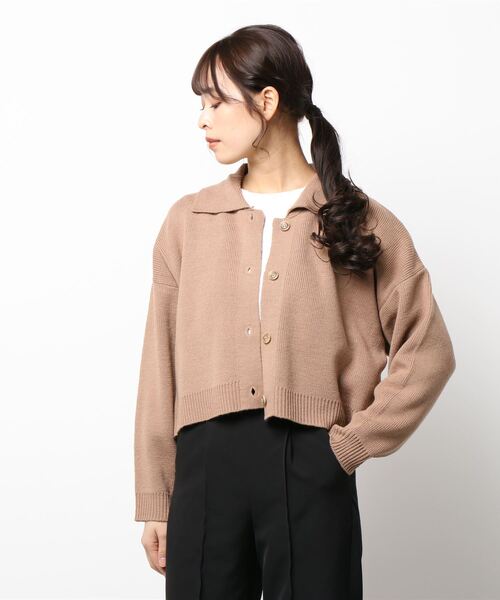 ehka sopo（エヘカソポ）の「衿付カーディガン（カーディガン/ボレロ・レディース・ブラック/オフホワイト/モカ/グリーン・ﾌﾘ-）」の7枚目の写真