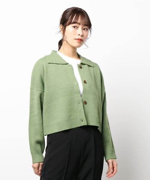 ehka sopo（エヘカソポ）の「衿付カーディガン（カーディガン/ボレロ・レディース・ブラック/オフホワイト/モカ/グリーン・ﾌﾘ-）」の8枚目の写真