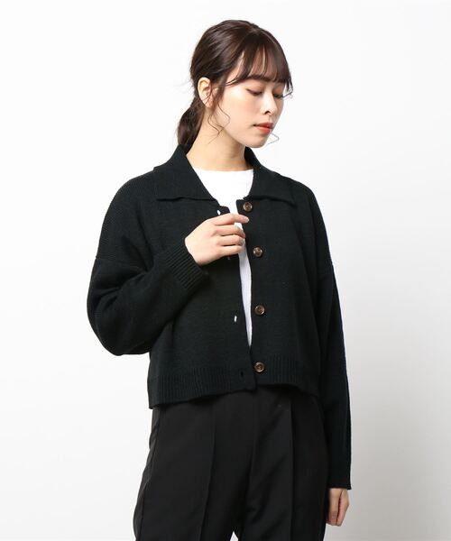 ehka sopo（エヘカソポ）の「衿付カーディガン（カーディガン/ボレロ・レディース・ブラック/オフホワイト/モカ/グリーン・ﾌﾘ-）」の10枚目の写真