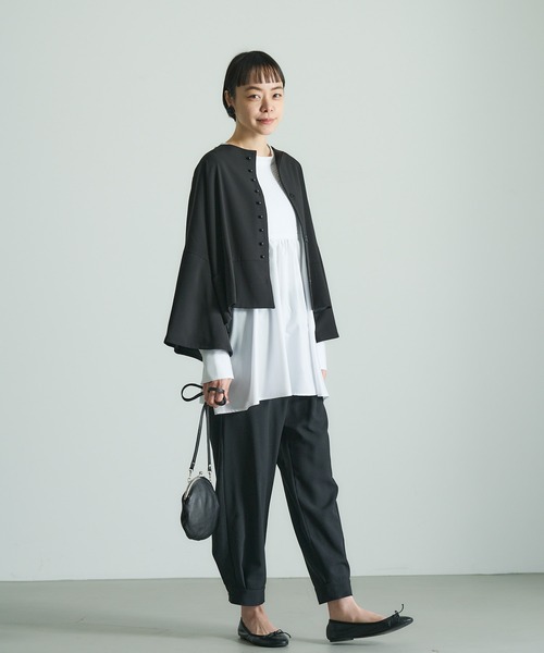 PUAL CE CIN（ピュアルセシン）の「【Du noir】カフスヘムトラウザーズ（その他パンツ・レディース・グレー/ブラック・FREE）」の4枚目の写真