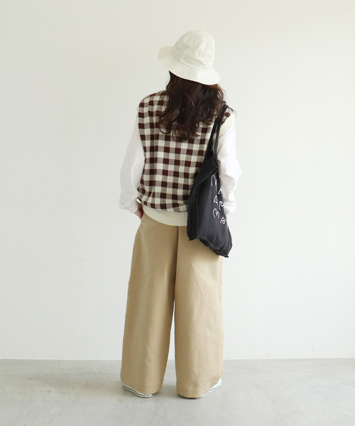 Dot＆Stripes CHILD WOMAN（ドットアンドストライプス　チャイルドウーマン）の「☆ギンガムジャガード　Vネックベスト（ベスト・レディース・ブラウン/グリーン/ピンク・FREE）」の15枚目の写真