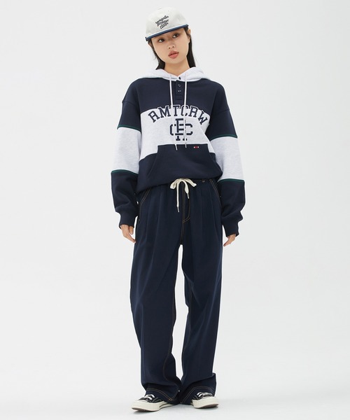 ROMANTIC CROWN(ロマンティッククラウン)の「【ROMANTIC CROWN】RMTCRW CLUB BUTTON HOODIE / ロマンティッククラウン クラブ ボタン ボーダー フーディー(パーカー・メンズ・ネイビー/グリーン・SMALL/MEDIUM/LARGE/X-LARGE)」の4枚目の写真
