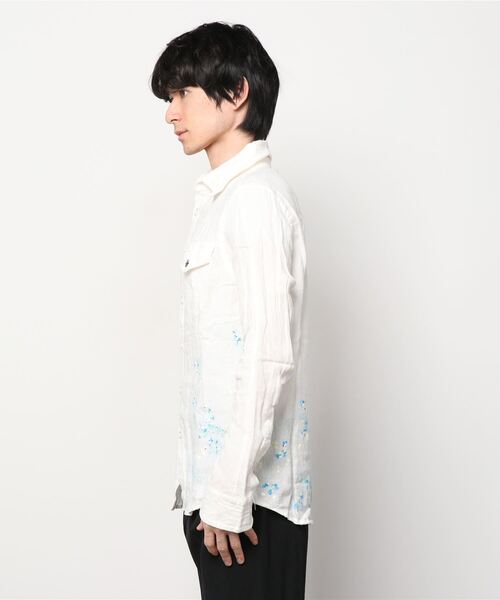 Cherry Sunburst（チェリーサンバースト）の「cherry sunburst-リネンペイントシャツ-RINEN PEINT SH（シャツ/ブラウス・メンズ・ホワイト/グリーン・LARGE/X-LARGE/MEDIUM）」の3枚目の写真