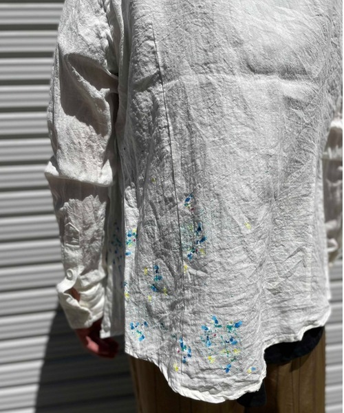 Cherry Sunburst（チェリーサンバースト）の「cherry sunburst-リネンペイントシャツ-RINEN PEINT SH（シャツ/ブラウス・メンズ・ホワイト/グリーン・LARGE/X-LARGE/MEDIUM）」の7枚目の写真