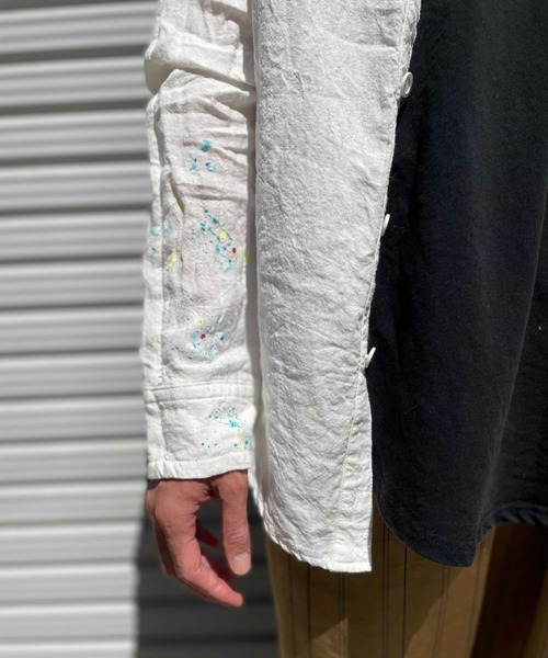 Cherry Sunburst（チェリーサンバースト）の「cherry sunburst-リネンペイントシャツ-RINEN PEINT SH（シャツ/ブラウス・メンズ・ホワイト/グリーン・LARGE/X-LARGE/MEDIUM）」の8枚目の写真