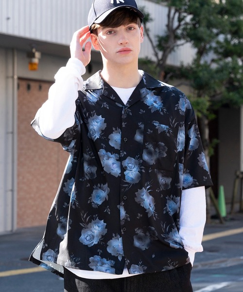 ８(eight)（エイト）の「総柄ビッグ開襟シャツ（シャツ/ブラウス・メンズ・マルチ/ホワイト系その他/ブルー系その他/レッド系その他/ホワイト系その他2/ブラック系その他2/ブラック系その他3/ブラック系その他4/ホワイト系その他3/ブラック系その他/ネイビー系1/ベージュ系その他・MEDIUM/LARGE）」の5枚目の写真