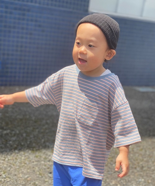 CIAOPANIC TYPY（チャオパニックティピー）の「【KIDS】レトロボーダーTee（Tシャツ/カットソー・キッズ・ブラック/ベージュ/サックスブルー・SMALL/MEDIUM/LARGE/X-LARGE/XX-LARGE）」の3枚目の写真