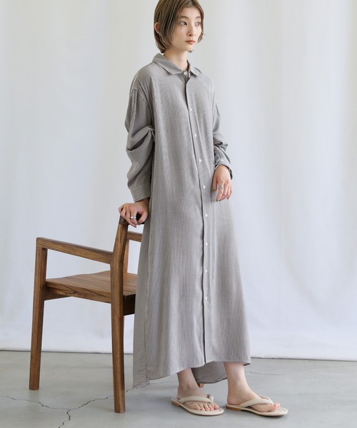 select MOCA(セレクトモカ)の「ストライプシャツワンピース(シャツワンピース・レディース・ブラック/レッド/ブルー・FREE)」の9枚目の写真